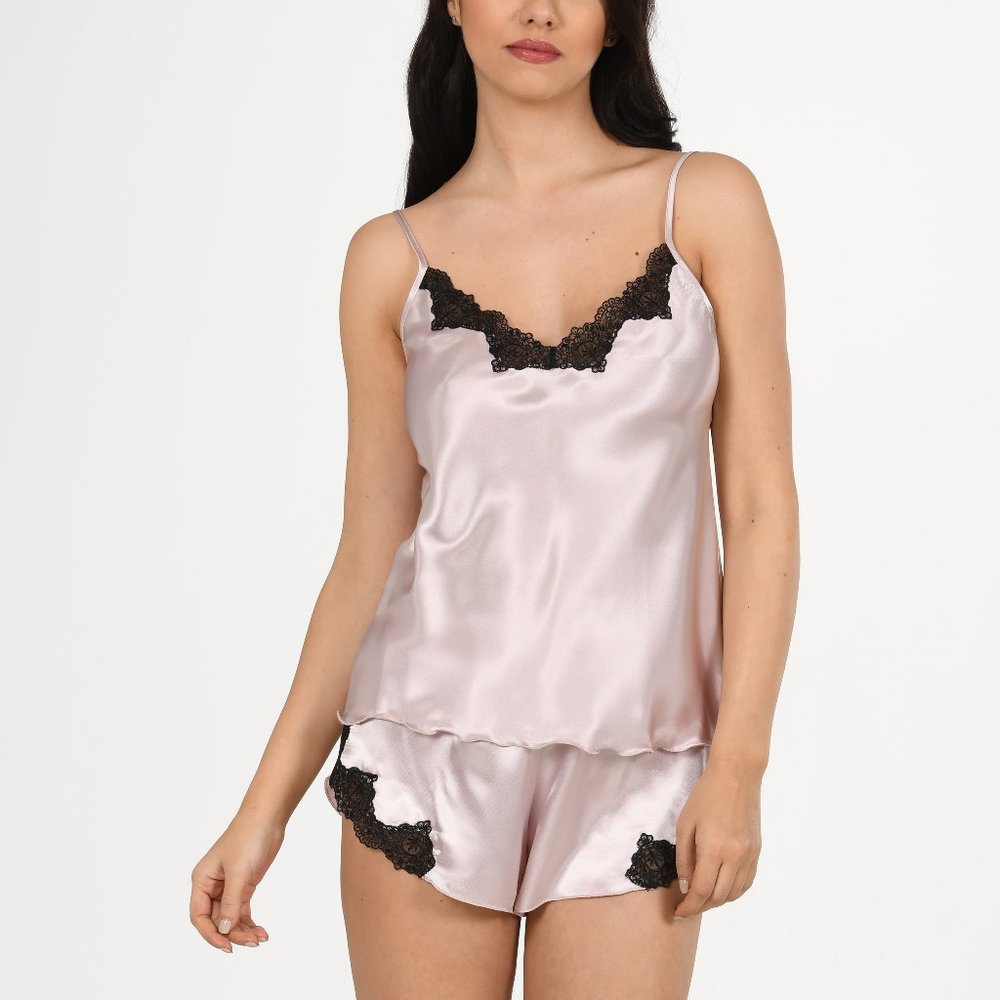 Satin Pajama Set for Women, Sexy Ultra Soft Pajamas Cami Shorts, 2 Piece PJ Sets